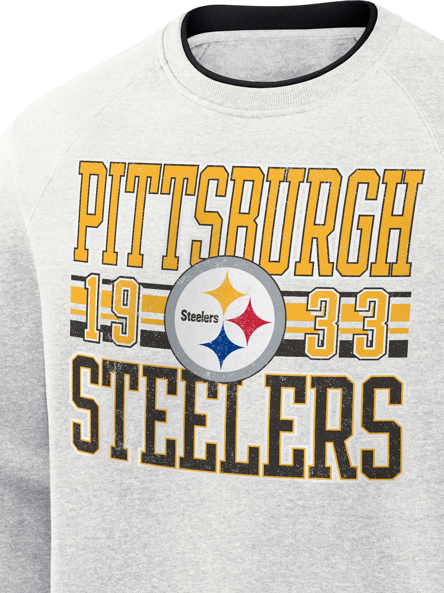 NFL Pittsburgh Steelers Men's Cotton Gray Heather Long Sleeve Crew Fleece Sweatshirt