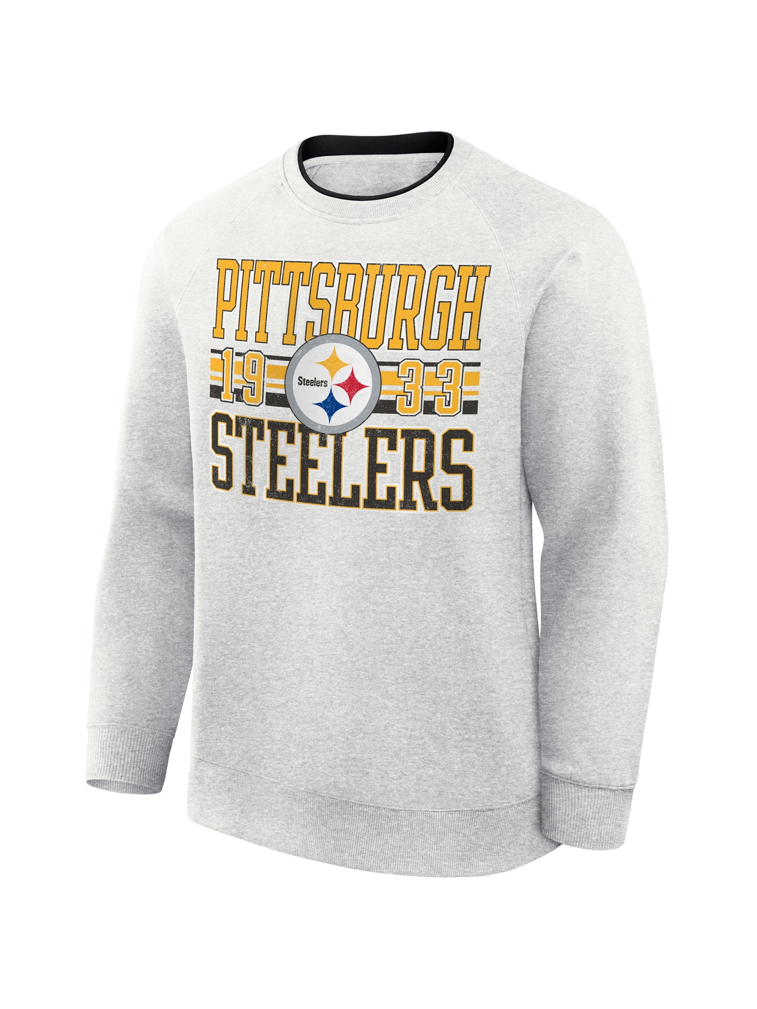 NFL Pittsburgh Steelers Men's Cotton Gray Heather Long Sleeve Crew Fleece Sweatshirt