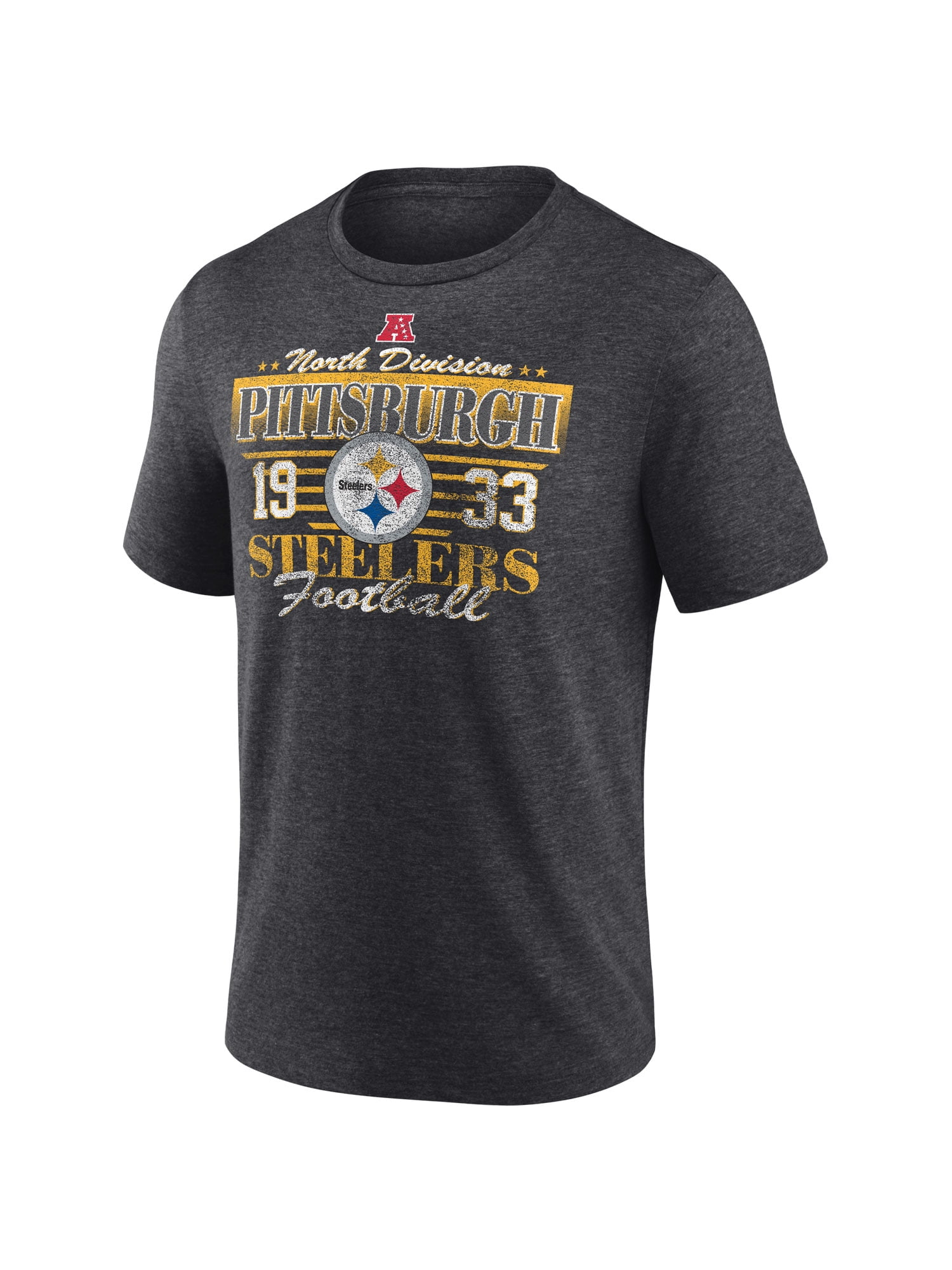 NFL Pittsburgh Steelers Men's Synthetic Charcoal Heather Short Sleeve T-Shirt