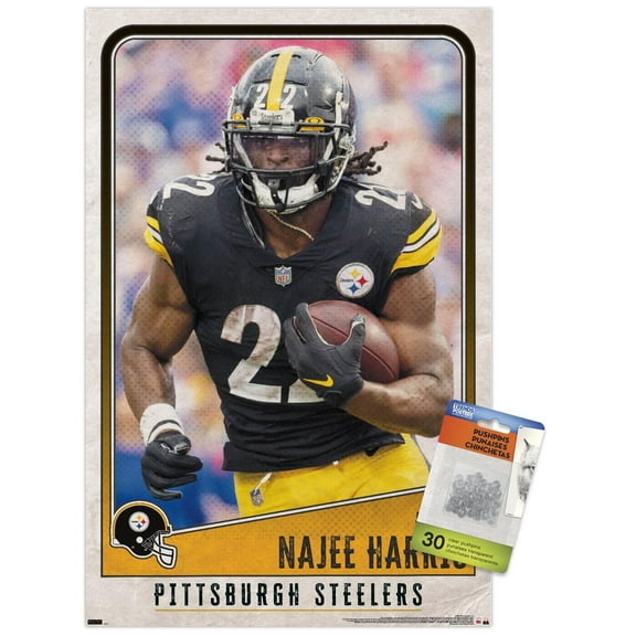 NFL Pittsburgh Steelers - Najee Harris 22 Wall Poster with Push Pins, 14.725" x 22.375"