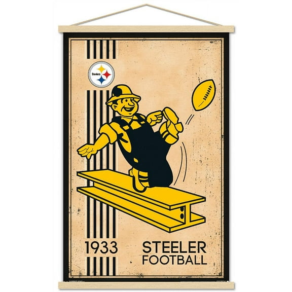 NFL Pittsburgh Steelers - Retro Logo 14 Wall Poster with Magnetic Frame, 22.375" x 34"