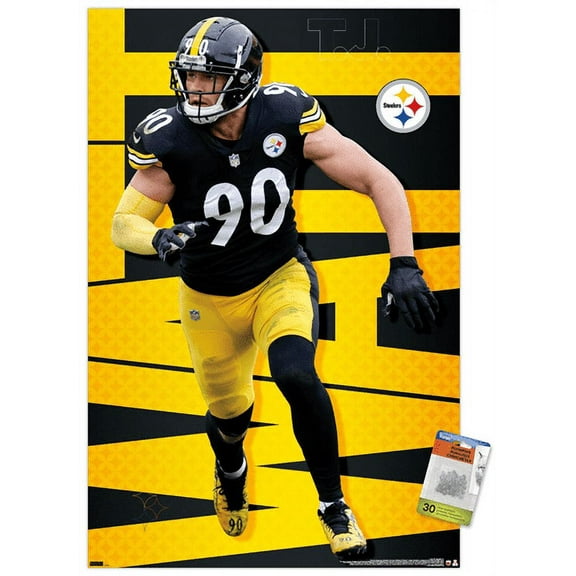 NFL Pittsburgh Steelers - T.J. Watt 21 Wall Poster with Push Pins, 22.375" x 34"