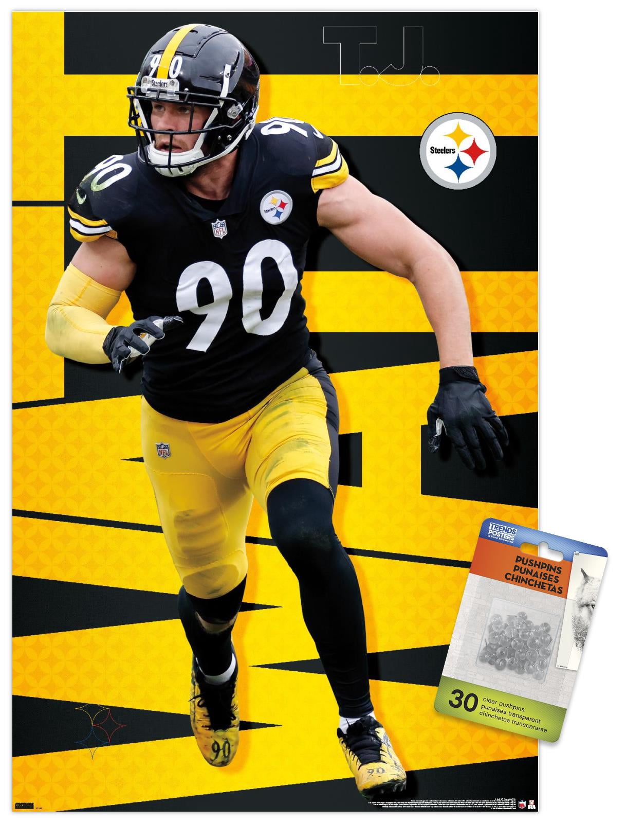 NFL Pittsburgh Steelers - T.J. Watt 21 Wall Poster with Pushpins, 14.725" x 22.375"