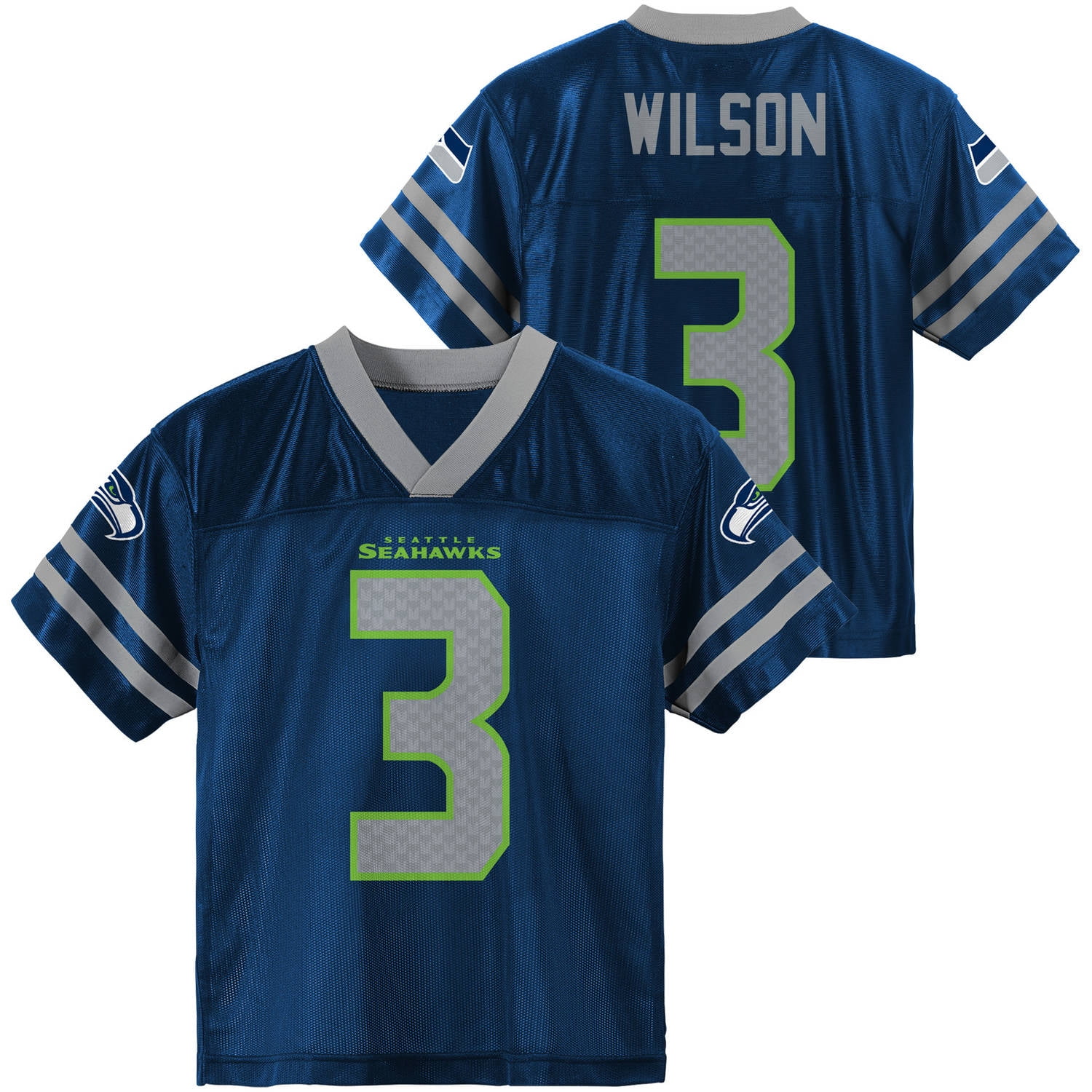 NFL, Player: R Wilson, Seatle Seahawks, YOUTH Player Jersey, Size 4(XS) -  18(XXL), Team Color with Number 