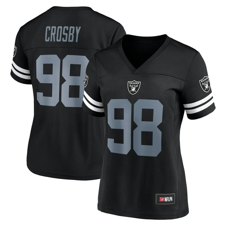 NFL RAIDERS Women s Primary Color Short Sleeve V Neck Jersey Name Number M Crosby