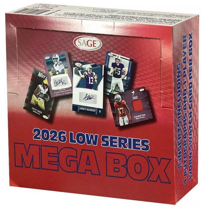 NFL Sage Collectibles 2026 LOW Series Football Trading Card MEGA Box (4 Autographs!)
