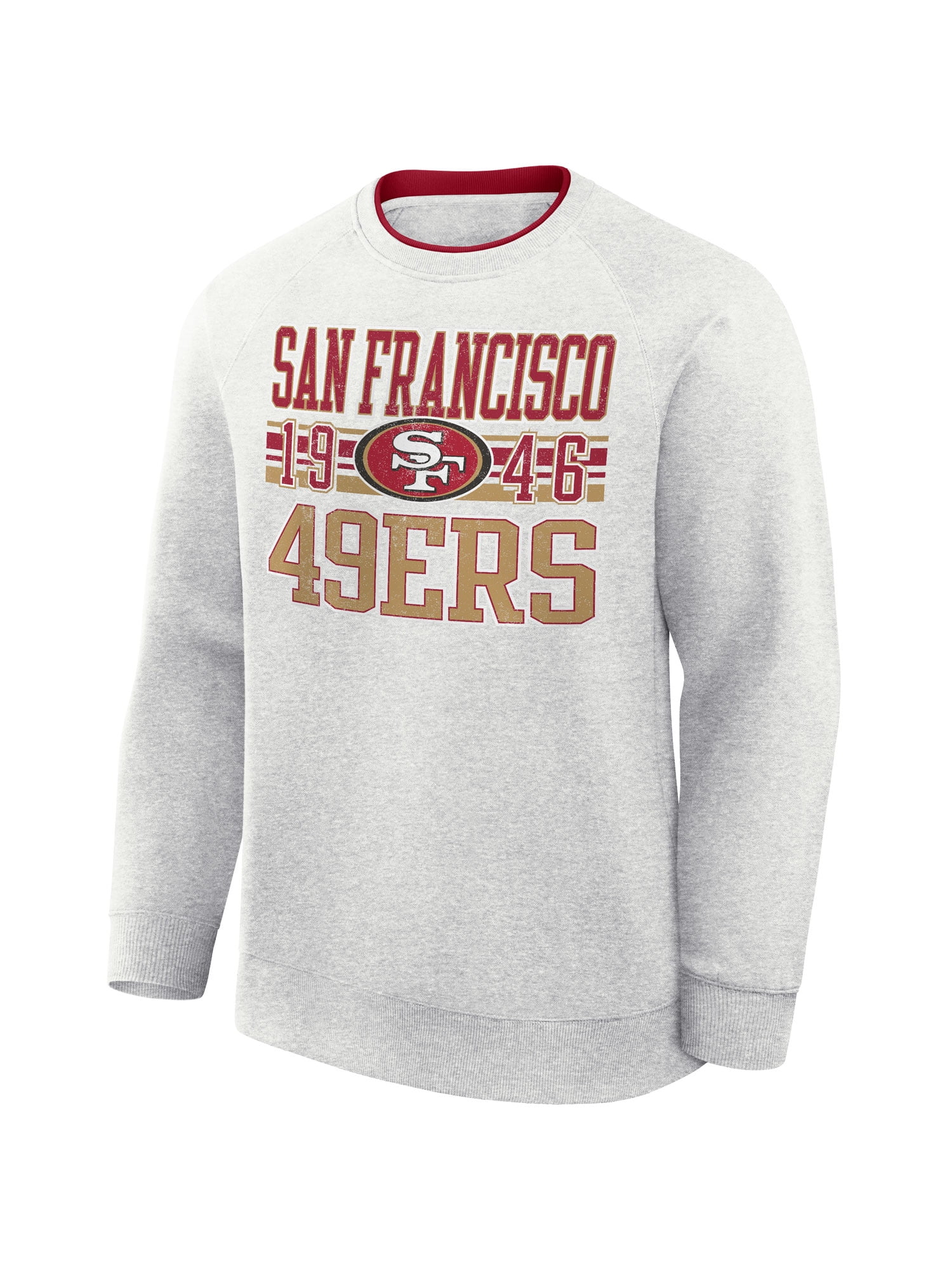 NFL San Francisco 49Ers Men's Cotton Gray Heather Long Sleeve Crew Fleece Sweatshirt