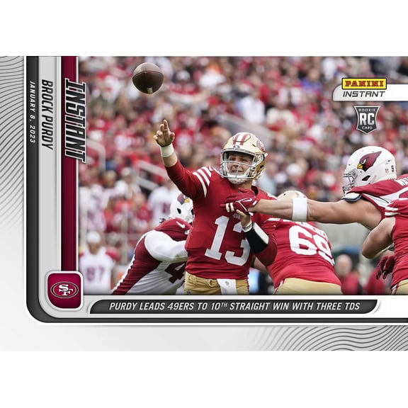 NFL San Francisco 49ers 2022 Instant Weekly Football Brock Purdy 1 of 2247 Trading Card #186 (Rookie Card)