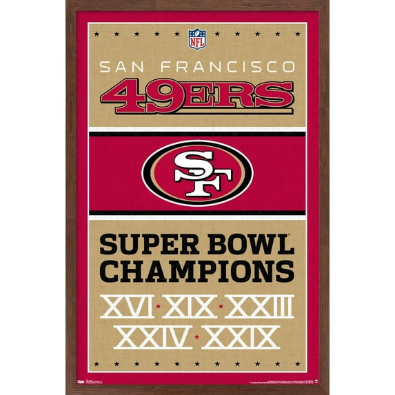 NFL San Francisco 49ers - Champions 13 Wall Poster, 14.725" x 22.375", Framed