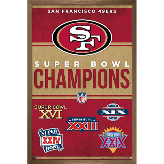 NFL San Francisco 49ers - Champions 23 Wall Poster, 22.375" x 34" Framed