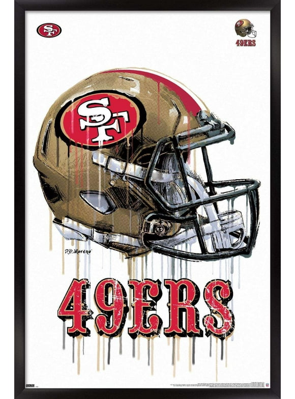 NFL San Francisco 49ers - Drip Helmet 20 Wall Poster, 14.725" x 22.375", Framed