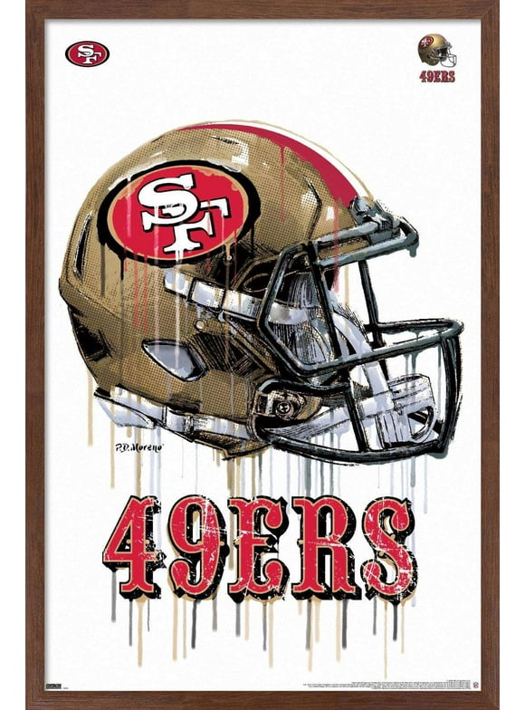 NFL San Francisco 49ers - Drip Helmet 20 Wall Poster, 22.375" x 34", Framed