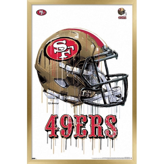 NFL San Francisco 49ers - Drip Helmet 20 Wall Poster, 22.375" x 34", Framed