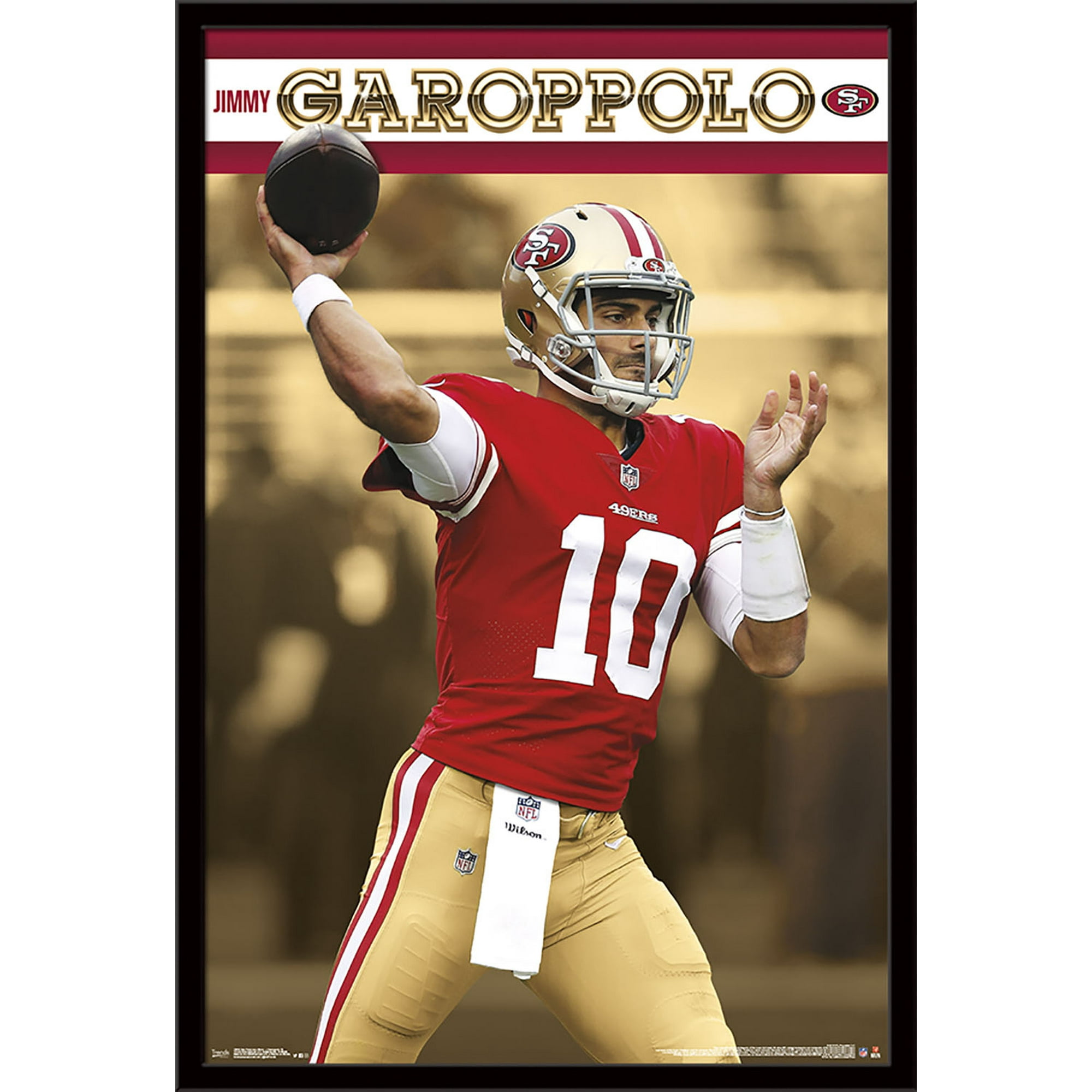 NFL San Francisco 49ers - Jimmy Garoppolo 18 Wall Poster, 22.375' x 34',  Framed 