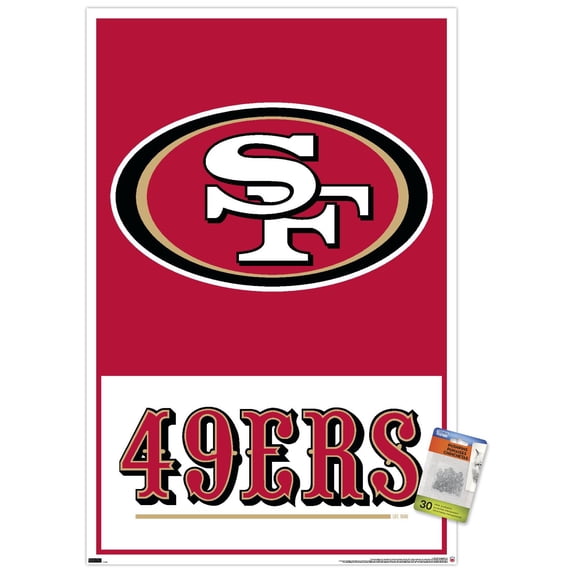 NFL San Francisco 49ers - Logo 21 Wall Poster with Pushpins, 22.375" x 34"