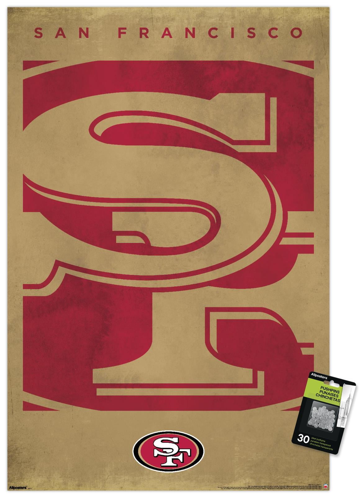 NFL San Francisco 49ers - Logo 25 Wall Poster with Pushpins, 22.375" x ...