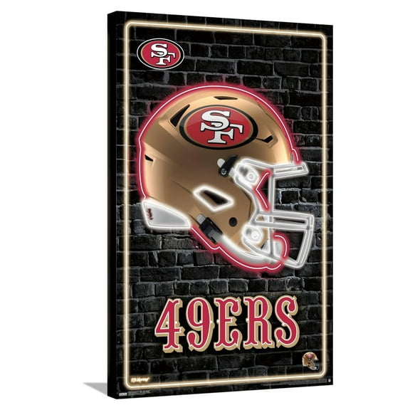 NFL San Francisco 49ers - Neon Helmet 23 Canvas Wall Poster, 22.375" x 34"