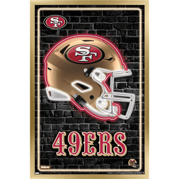 NFL San Francisco 49ers - Neon Helmet 23 Wall Poster, 14.725" x 22.375" Framed