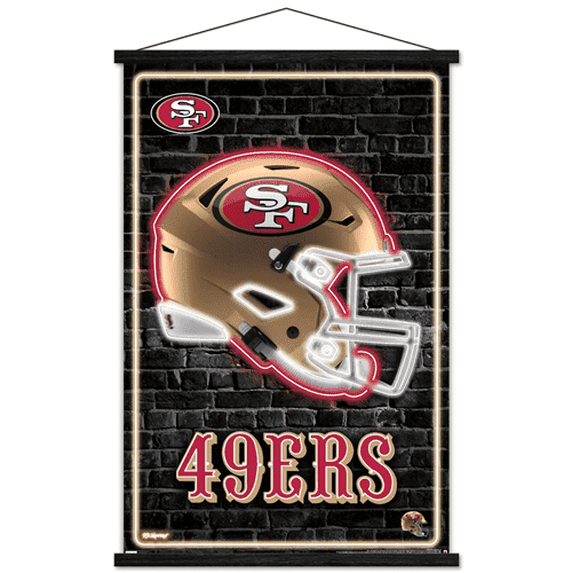 NFL San Francisco 49ers - Neon Helmet 23 Wall Poster with Magnetic Frame, 22.375" x 34"