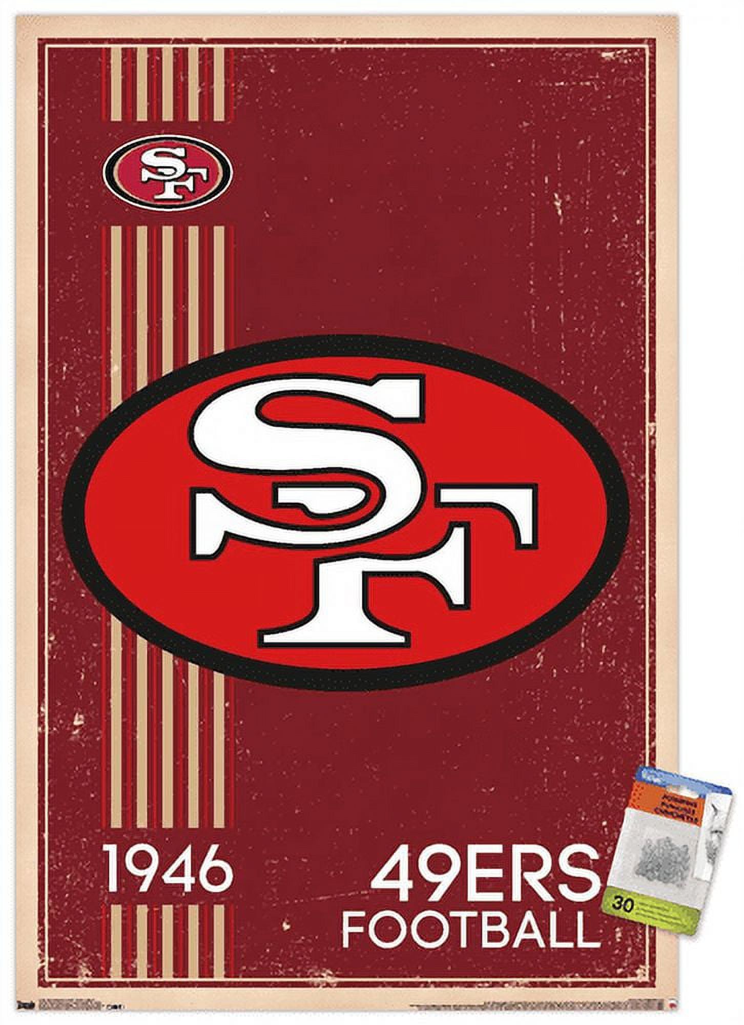 NFL San Francisco 49ers - Retro Logo 14 Wall Poster with Push Pins, 22.375" x 34"