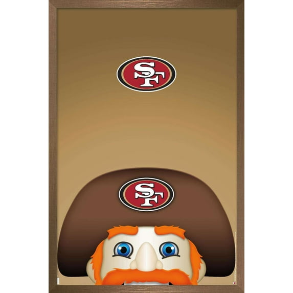 NFL San Francisco 49ers - S. Preston Mascot Sourdough Sam 20 Wall Poster, 14.725" x 22.375", Framed
