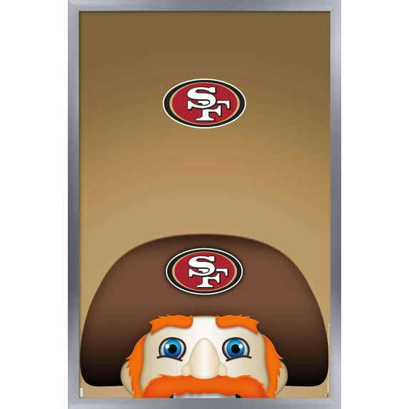 NFL San Francisco 49ers - S. Preston Mascot Sourdough Sam 20 Wall Poster, 22.375" x 34", Framed