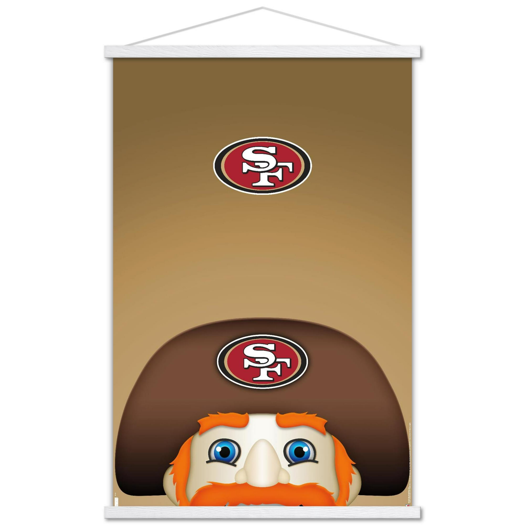 NFL San Francisco 49ers - S. Preston Mascot Sourdough Sam 20 Wall Poster  with Wooden Magnetic Frame, 22.375' x 34'