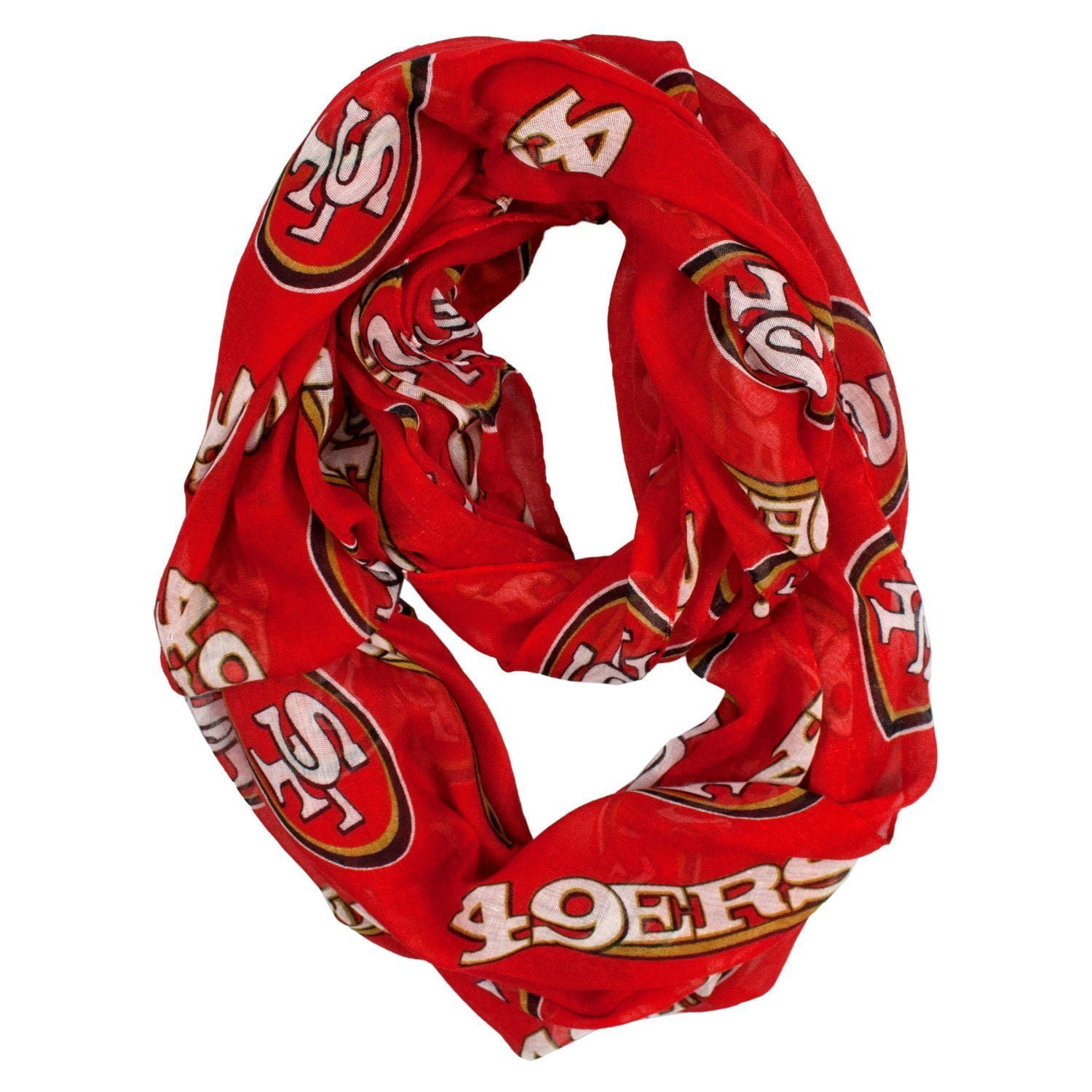 NFL San Francisco 49ers Sheer Infinity Scarf, One Size, Red