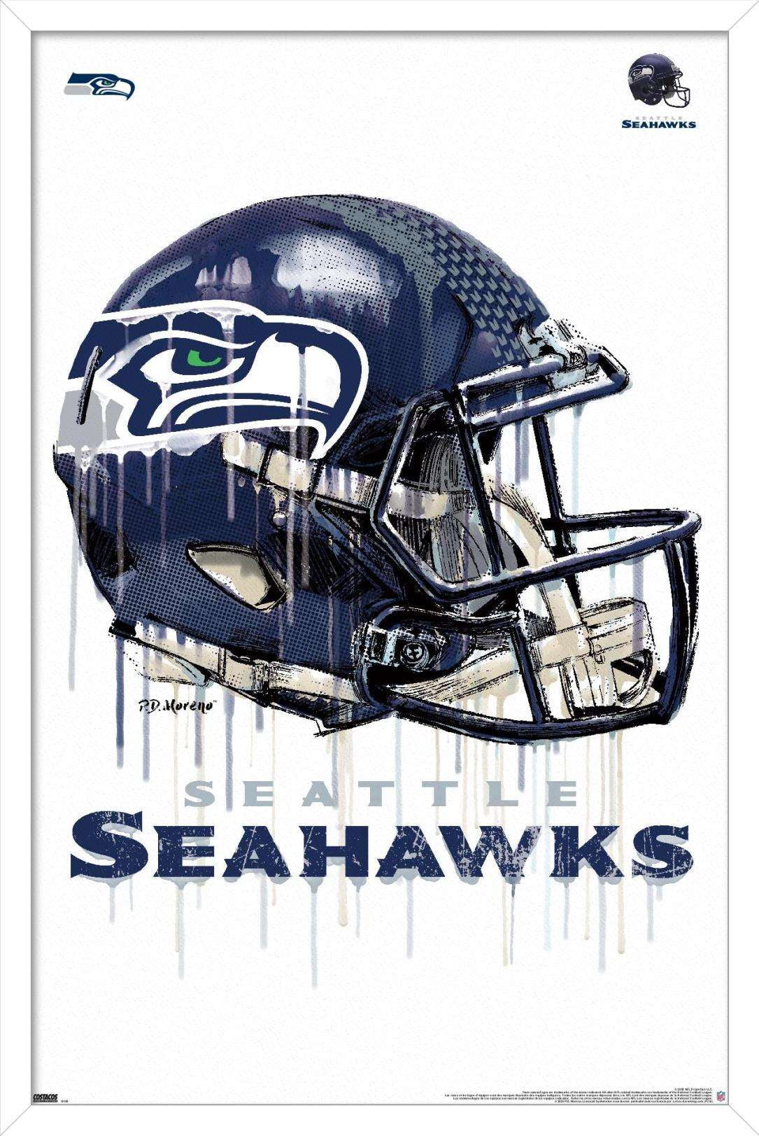 NFL Seattle Seahawks - Drip Helmet 20 Wall Poster, 14.725\, image size:1085x1623