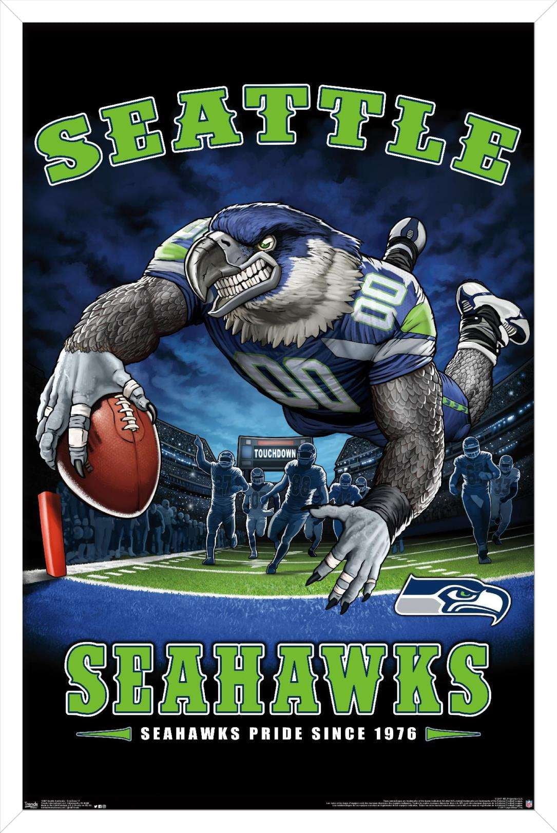 NFL Seattle Seahawks - End Zone 17 Wall Poster, 14.725" x 22.375", Framed