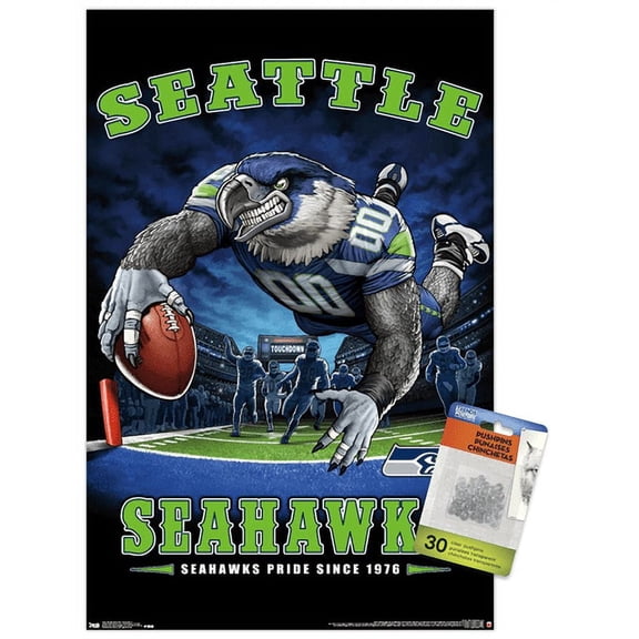 NFL Seattle Seahawks - End Zone 17 Wall Poster with Push Pins, 14.72" x 22.37"