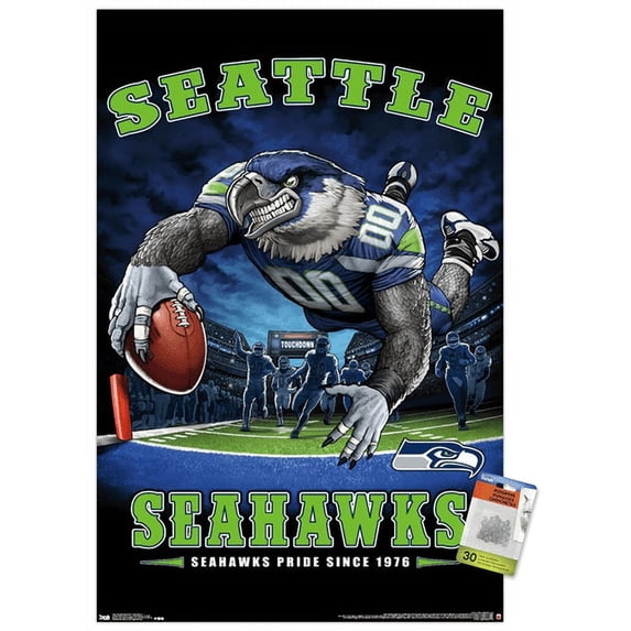 NFL Seattle Seahawks - End Zone 17 Wall Poster with Push Pins, 22.37" x 34"