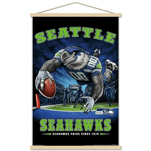NFL Seattle Seahawks - End Zone 17 Wall Poster with Wooden Magnetic Frame, 22.375" x 34"