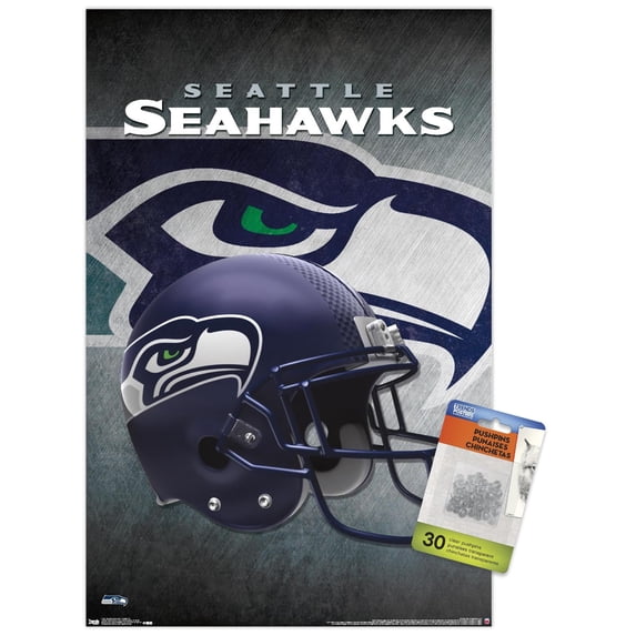 NFL Seattle Seahawks - Helmet 16 Wall Poster with Push Pins, 14.72" x 22.37"