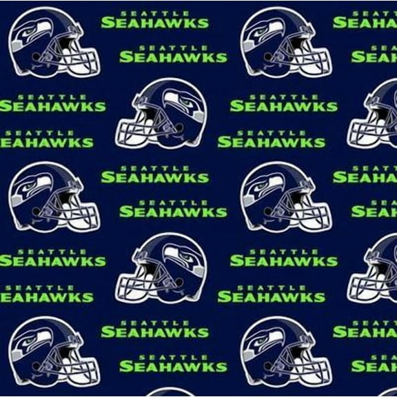NFL Seattle Seahawks Helmets Navy/Lime Green Cotton Fabric