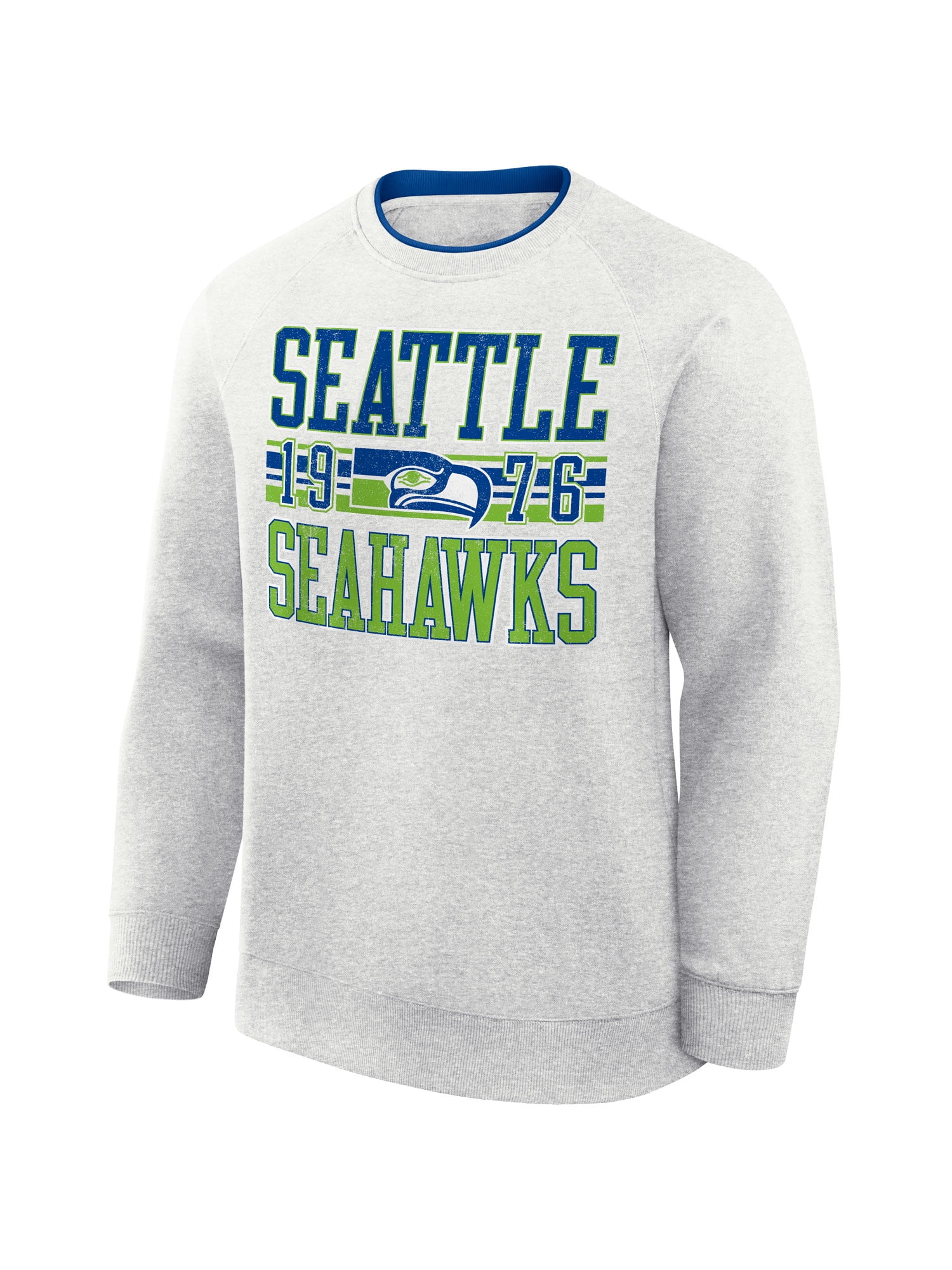 NFL Seattle Seahawks Men's Cotton Gray Heather Long Sleeve Crew Fleece Sweatshirt