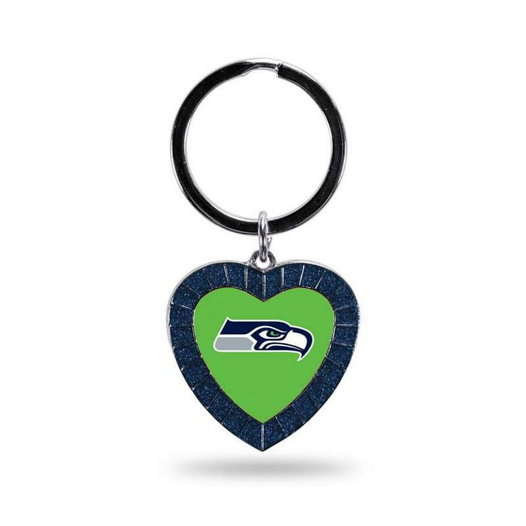 Rico-NMKH2901NV Seattle Seahawks Rhinestone Heart Keychain Navy