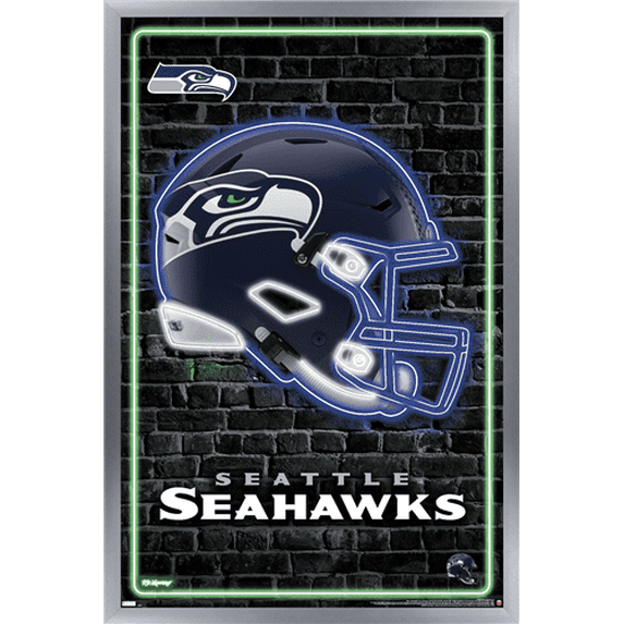 NFL Seattle Seahawks - Neon Helmet 23 Wall Poster, 14.72" x 22.37" Framed