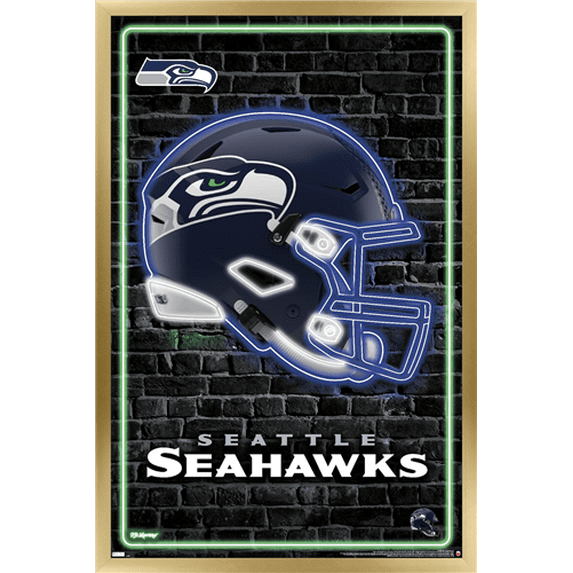 NFL Seattle Seahawks - Neon Helmet 23 Wall Poster, 22.37" x 34" Framed