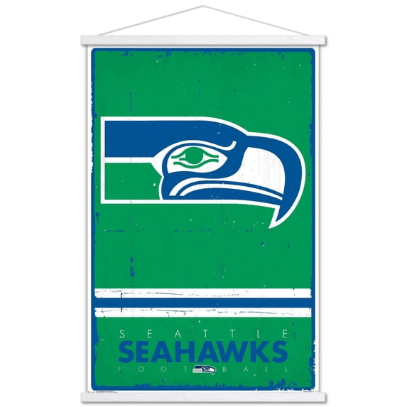 NFL Seattle Seahawks - Retro Logo 15 Wall Poster with Wooden Magnetic Frame, 22.375" x 34"