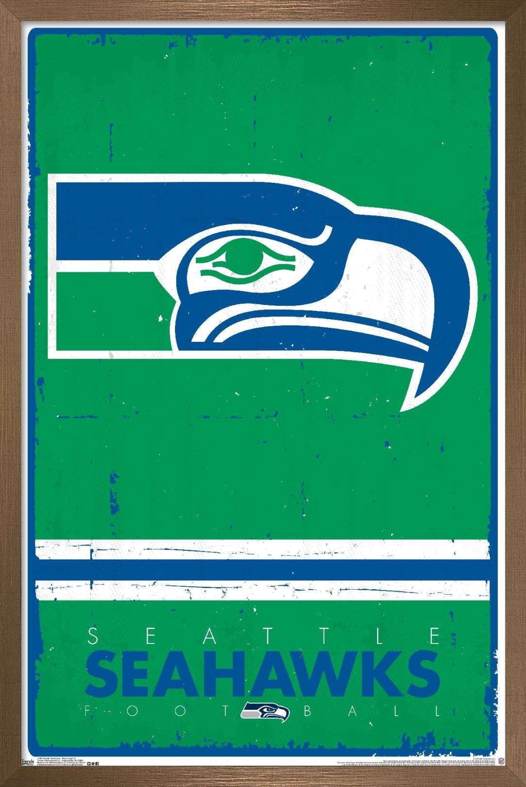 NFL Seattle Seahawks - Retro Logo 15 Wall Poster, 14.725" x 22.375", Framed