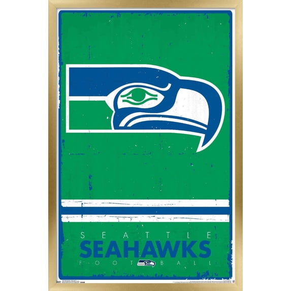 NFL Seattle Seahawks - Retro Logo 15 Wall Poster, 14.725" x 22.375", Framed