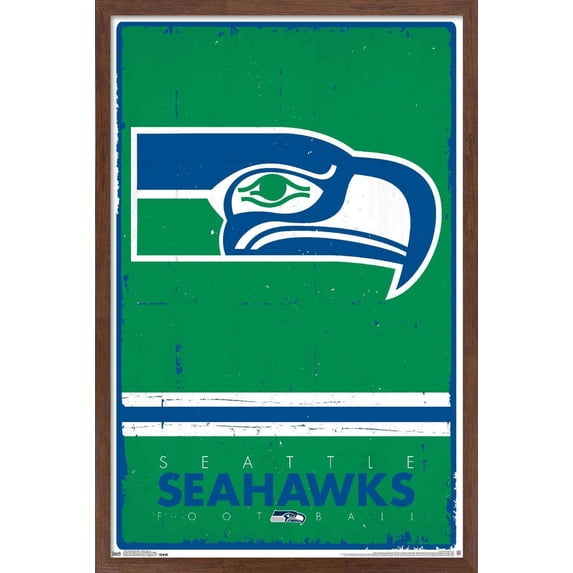 NFL Seattle Seahawks - Retro Logo 15 Wall Poster, 14.725" x 22.375", Framed