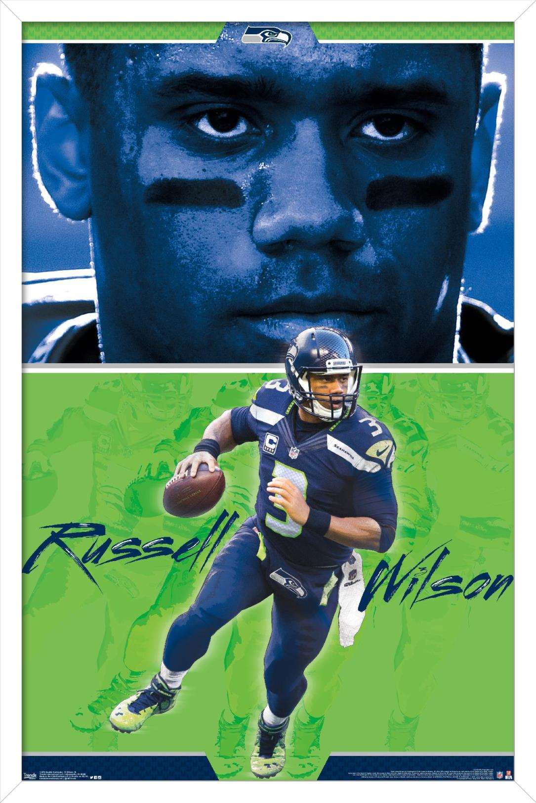 Trends International NFL Seattle Seahawks - Helmet 16 Wall Poster, 22.375  x 34, Silver Framed Version