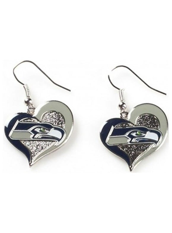 NFL Swirl Heart Earrings Dangle Charm Team Logo PICK YOUR TEAM w/Gift Box