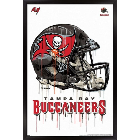 NFL Tampa Bay Buccaneers - Drip Helmet 20 Wall Poster, 14.725" x 22.375", Framed