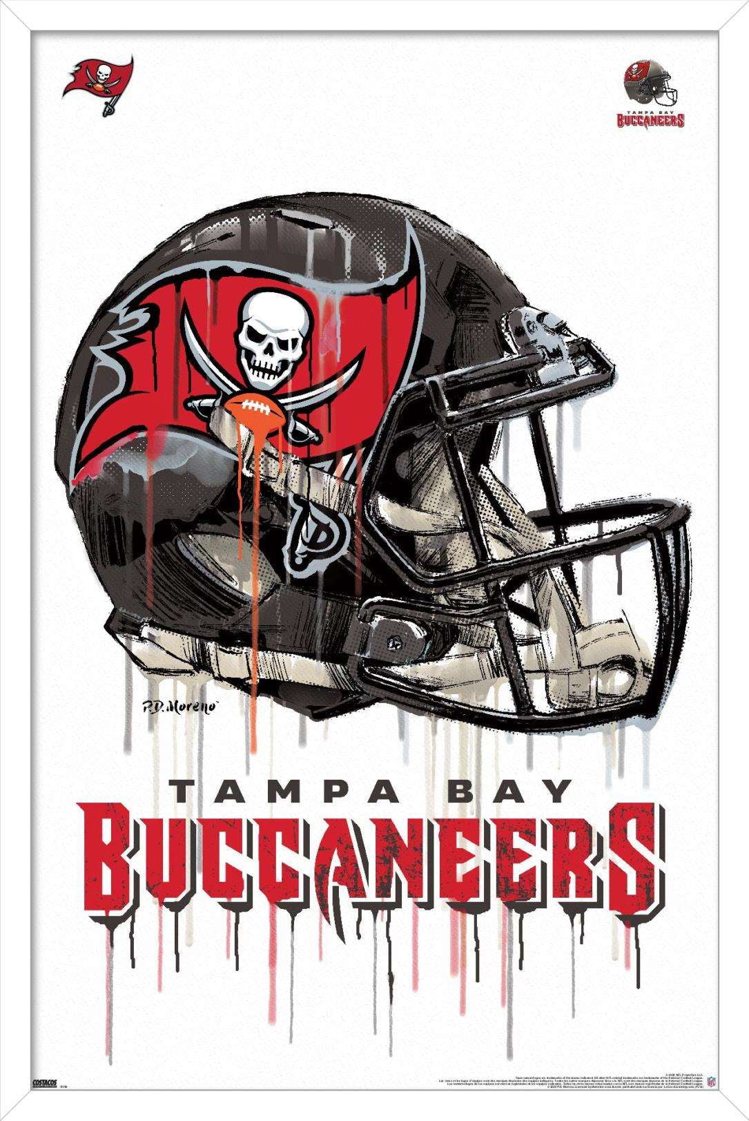 NFL Tampa Bay Buccaneers - Drip Helmet 20 Wall Poster, 14.725" x 22.375", Framed