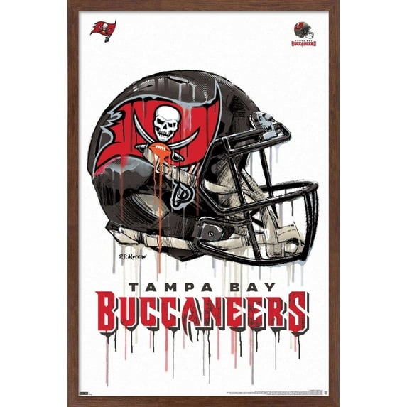 NFL Tampa Bay Buccaneers - Drip Helmet 20 Wall Poster, 22.375" x 34", Framed