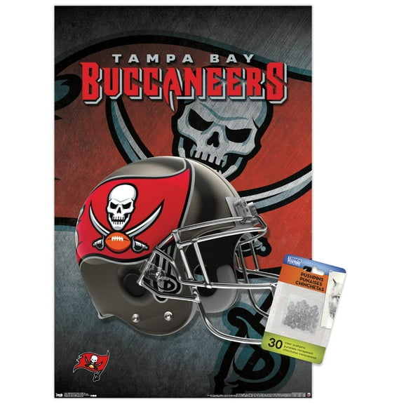 NFL Tampa Bay Buccaneers - Helmet 16 Wall Poster with Push Pins, 14.725" x 22.375"