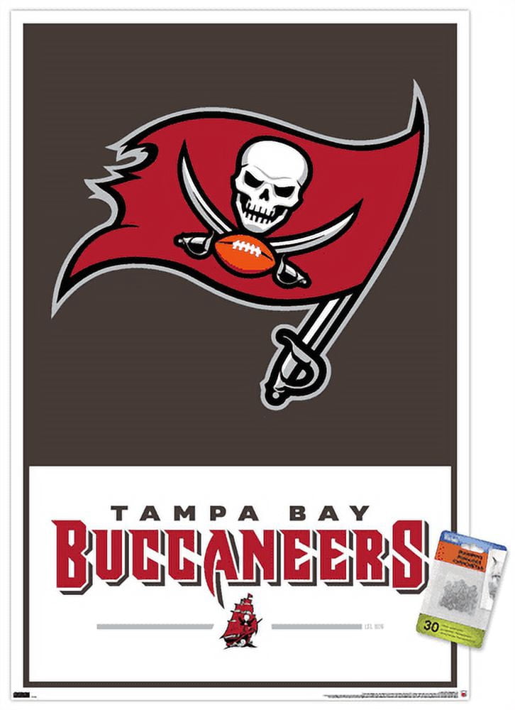 NFL Tampa Bay Buccaneers - Logo 21 Wall Poster with Push Pins, 22.375" x 34"